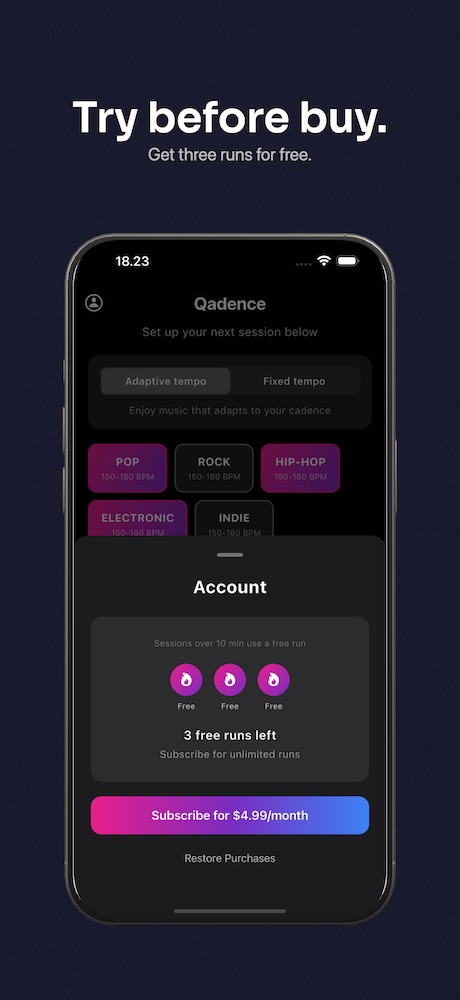 Try before buy - get three runs for free